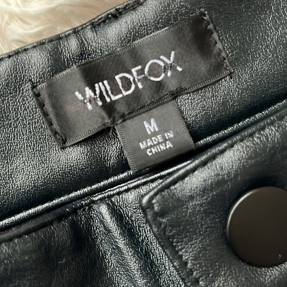 NEW Wildfox Vegan Leather Pants Sze M High Rise w/ Split Hem Straight Leg Chic - Picture 15 of 16